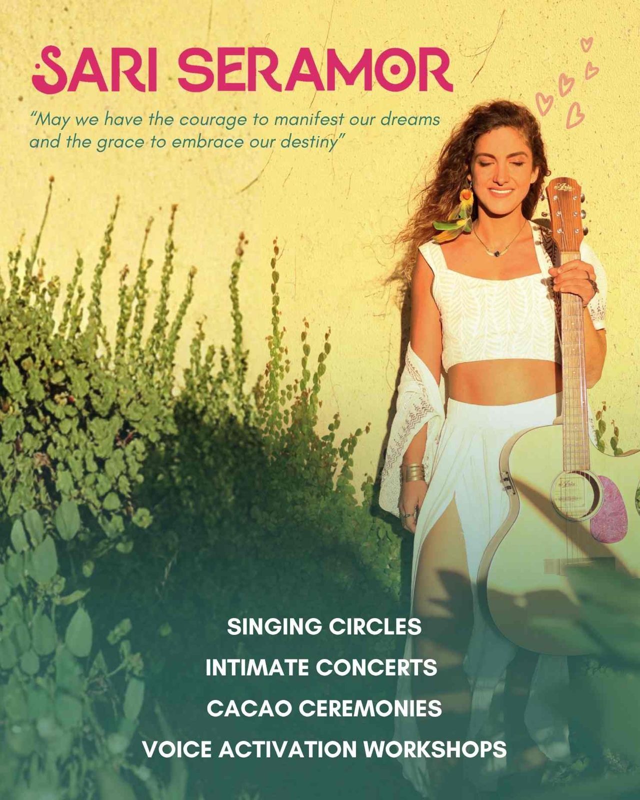 Atelier voix médecine, cérémonie lotus bleu & cacao, cercle de chant & concert avec Sari Seramor